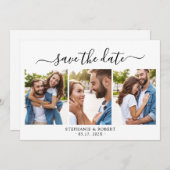 Minimalistisches elegantes Script 3 Foto Collage W Save The Date (Vorne/Hinten)