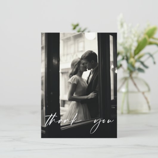 Minimalistisches elegantes Script-Foto Danke Karte (Stehend Vorderseite)