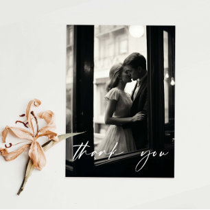 Minimalistisches elegantes Script-Foto Danke Karte