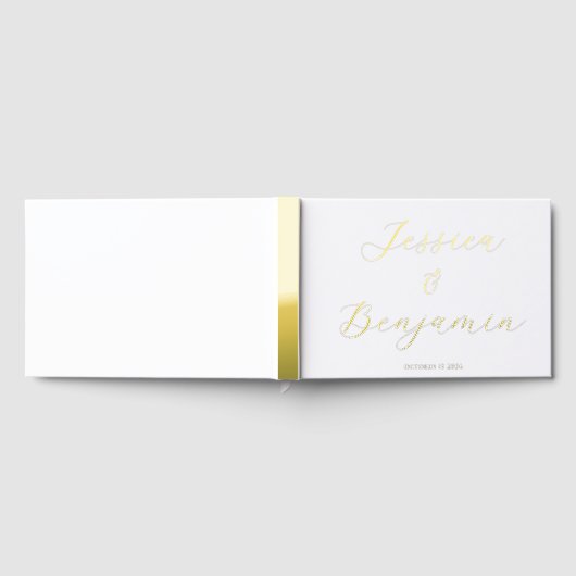 Minimalistisches, elegantes Script Gold Foil Custo Gästebuch (Voll)