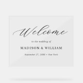 Minimalistisches, elegantes Script-Hochzeitungs-Be Acrylschild (Vorderseite)