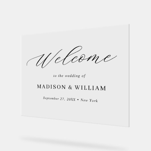 Minimalistisches, elegantes Script-Hochzeitungs-Be Acrylschild (Winkel)