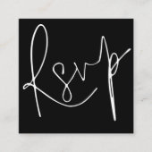 Minimalistisches elegantes Script QR Black Wedding Begleitkarte (Vorderseite)