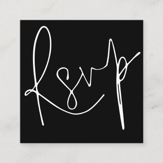 Minimalistisches elegantes Script QR Black Wedding Begleitkarte (Vorderseite)