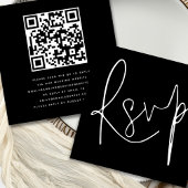 Minimalistisches elegantes Script QR Black Wedding Begleitkarte