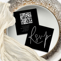 Minimalistisches elegantes Script QR Black Wedding