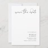 Minimalistisches, elegantes Script Silver Save the Einladung (Vorderseite)