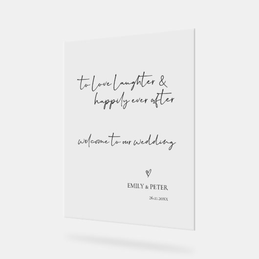 Minimalistisches, elegantes Script willkommen bei  Acrylschild (Winkel)