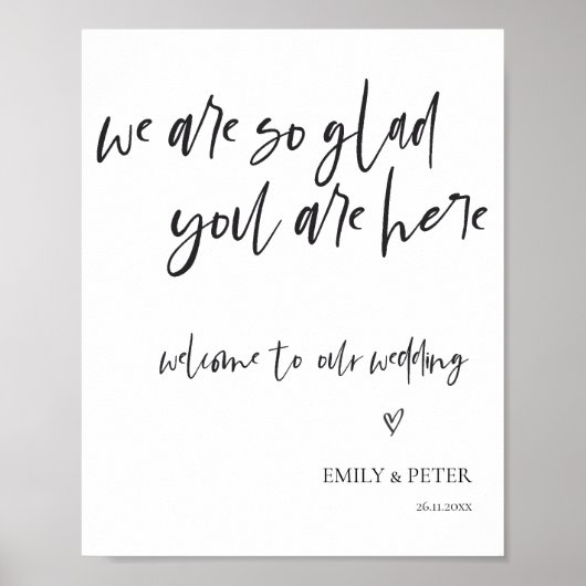 Minimalistisches, elegantes Script willkommen bei  Poster (Vorne)