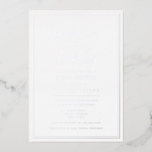 Minimalistisches elegantes Silver Foil Brautparty Folieneinladung (Vorderseite)