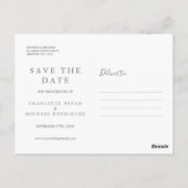 Minimalistisches Elegantes Skript Save the Date Postkarte (Rückseite)