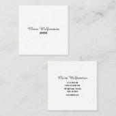Minimalistisches, elegantes Skript Schwarz und Wei Quadratische Visitenkarte (Vorne/Hinten)