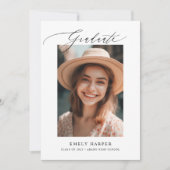 Minimalistisches, elegantes Skript Zwei-Foto-Absch Ankündigung (Vorderseite)