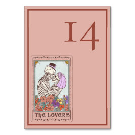Minimalistisches Elegantes Tarot Skeletts Hochzeit Tischnummer