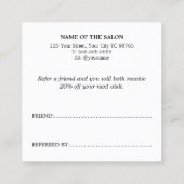 Minimalistisches elegantes Textur Beige Salon Empfehlungskarte (Rückseite)