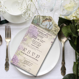 Minimalistisches elegantes Vintag Style Lilac Foto All In One Einladung