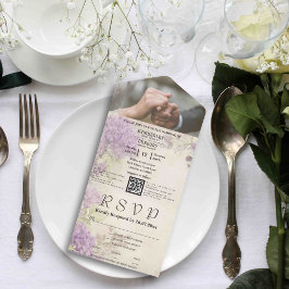 Minimalistisches elegantes Vintages Lilac QR Code  All In One Einladung