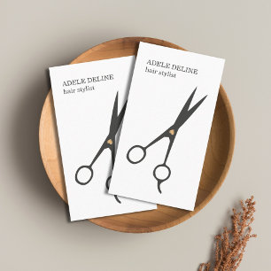 Minimalistisches elegantes weißes Grau Scissor Visitenkarte