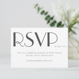 Minimalistisches elegantes White Art Deco Hochzeit RSVP Karte