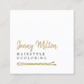 Minimalistisches elegantes White Imitats Gold Hair Quadratische Visitenkarte (Vorderseite)