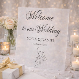 Minimalistisches Elegantes Willkommen bei unserer  Sockelschild