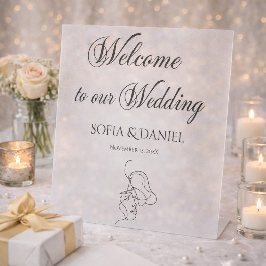 Minimalistisches Elegantes Willkommen bei unserer  Sockelschild