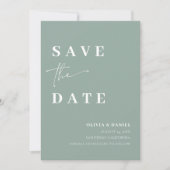 Minimalistisches Elegantsage Green Foto Save the D Einladung (Vorderseite)