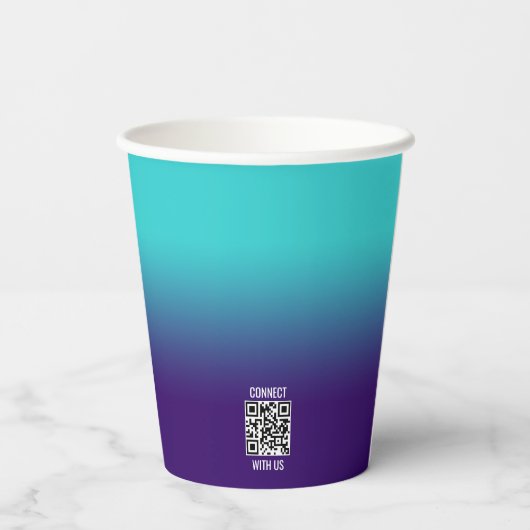 Minimalistisches Elementarlogo für Aqua Gradient Pappbecher (Rückseite)