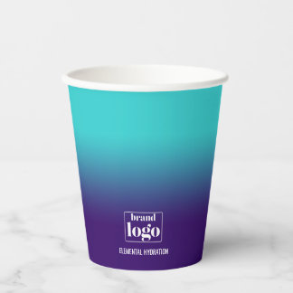 Minimalistisches Elementarlogo für Aqua Gradient Pappbecher