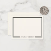 Minimalistisches Elfenbein-Doppelrand-Monogramm Mitteilungskarte (Vorderseite/Rückseite Beispiel)