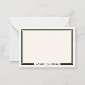 Minimalistisches Elfenbein-Doppelrand-Monogramm Mitteilungskarte (Vorderseite)