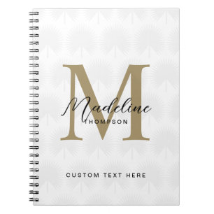 Minimalistisches Elfenbein-Gold-Anahaw-Blatt-Scrip Notizblock