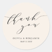 Minimalistisches Elfenbein Hochzeitspaar Danke Runder Aufkleber (Vorderseite)