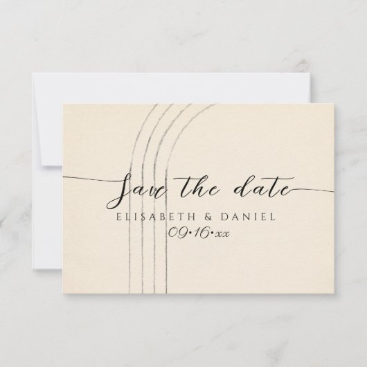 Minimalistisches Elfenbein Save The Date (Vorderseite)