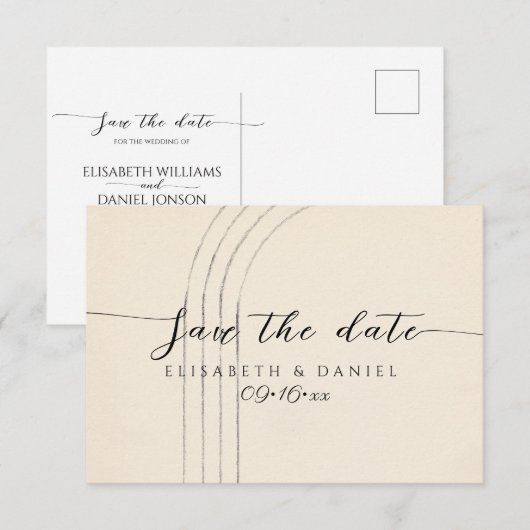 Minimalistisches Elfenbein Save The Date (Vorne/Hinten)