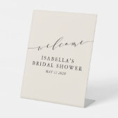 Minimalistisches Elfenbeincreme-Brautparty Willkom Sockelschild (Vorderseite)