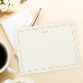 Minimalistisches Elfenbeingold-Monogramm Mitteilungskarte