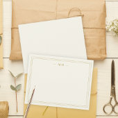 Minimalistisches Elfenbeingold-Monogramm Mitteilungskarte