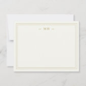 Minimalistisches Elfenbeingold-Monogramm Mitteilungskarte (Vorderseite)