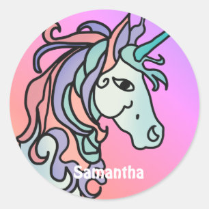 Minimalistisches emotionales und schönes Einhorn Runder Aufkleber