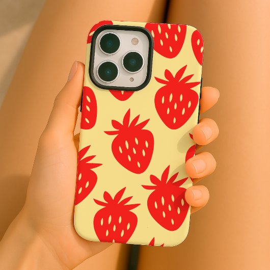 Minimalistisches Erdbeermuster iPhone Hülle