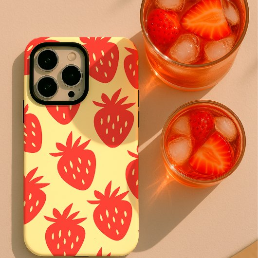 Minimalistisches Erdbeermuster iPhone Hülle