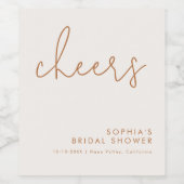 Minimalistisches erdiges Brautparty Weinetikett (Einzelnes Label)