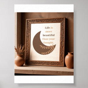 Minimalistisches Erdtön-Mond- und Botanik-Lebenszi Poster