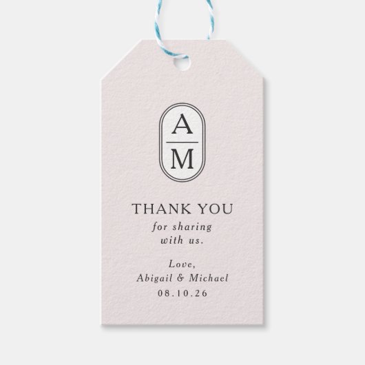 Minimalistisches Erröten, moderne Initialen, einfa Geschenkanhänger (Vorderseite)