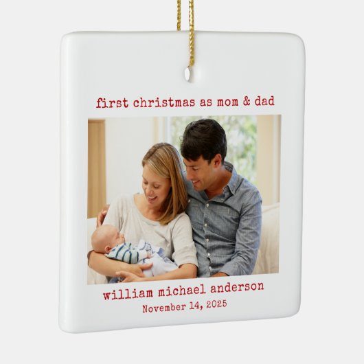 Minimalistisches Erstes Weihnachten als Mama und V Keramikornament (Rechts)