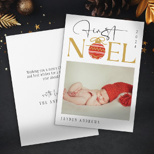 Minimalistisches erstes Weihnachtsbaby-Foto Feiertagskarte