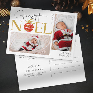 Minimalistisches erstes Weihnachtsbabyfoto Feiertagspostkarte