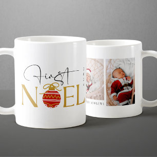 Minimalistisches erstes Weihnachtsbabyfoto Kaffeetasse