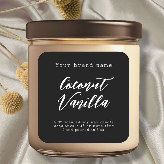 Minimalistisches Etikett für schwarze Verpackungsk Quadratischer Aufkleber